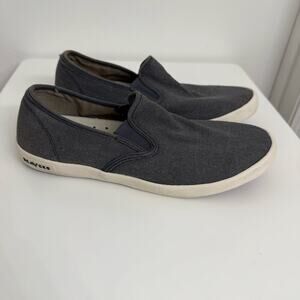 SeaVees Men's Baja Slip On Sneakers Vintage Washed Linen Gray Casual Beachy 8.5